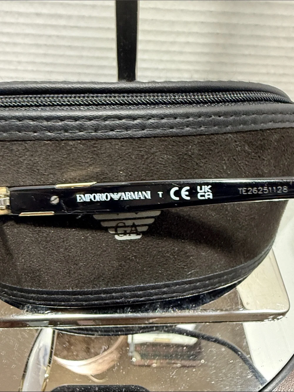 Emporio Armani Black and Gold Semi-Rim Cat-Eye Glasses w/New Case